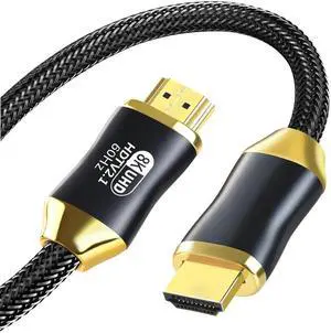 HDMI 2.1 Cable 8K@60Hz 4K@144Hz, 48Gbps High Speed Cord with Zinc Alloy Shell & Oxygen-Free Copper, Compatible with PS5, Xbox, TV, Monitor and Projector HDMI 2.1 Cable 8K@60Hz 4K@144Hz, 48Gbps High Speed Cord with Zinc Alloy Shell & Oxygen-Free Copper, Compatible with PS5, Xbox, TV, Monitor and Projector