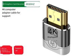 HDMI & DisplayPort Virtual Display Adapter 4K@60Hz, Headless Ghost Display Emulator, Plug-and-Play Virtual Monitor Dongle for Remote Desktop, GPU Mining and Multi-GPU Servers HDMI & DisplayPort Virtual Display Adapter 4K@60Hz, Headless Ghost Display Emulator, Plug-and-Play Virtual Monitor Dongle for Remote Desktop, GPU Mining and Multi-GPU Servers