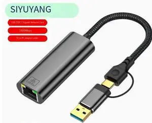 2-in-1 USB 3.0 & USB-C to 2.5G Ethernet Adapter, 2500Mbps RJ45 LAN Network Dongle, Plug and Play Wired Network Converter Compatible with Laptops, Desktop PCs, Tablets and USB OTG Supported Smartphones 2-in-1 USB 3.0 & USB-C to 2.5G Ethernet Adapter, 2500Mbps RJ45 LAN Network Dongle, Plug and Play Wired Network Converter Compatible with Laptops, Desktop PCs, Tablets and USB OTG Supported Smartphones