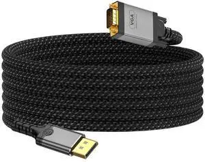 DisplayPort to VGA Cable Supports 1080P Full HD, Gold-Plated Connectors, Plug and Play DP to VGA Video Cord, Compatible with Laptops, Desktop PCs, Thunderbolt Adapters Connect to Monitors, Projectors DisplayPort to VGA Cable Supports 1080P Full HD, Gold-Plated Connectors, Plug and Play DP to VGA Video Cord, Compatible with Laptops, Desktop PCs, Thunderbolt Adapters Connect to Monitors, Projectors