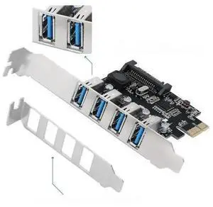 4 Ports USB 3.0 PCI Express Expansion Card, PCI-E USB 3.0 Controller Hub with 8cm Low Profile Bracket for Desktop PC 4 Ports USB 3.0 PCI Express Expansion Card, PCI-E USB 3.0 Controller Hub with 8cm Low Profile Bracket for Desktop PC