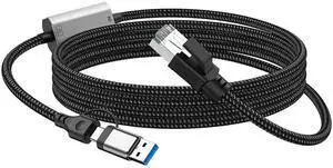 2-in-1 USB 3.0 & USB-C to Gigabit Ethernet Adapter, 1000Mbps, 1.2m Braided Cable, Aluminum Alloy Housing, Wired Network Dongle for Laptop PC Tablet Smartphone 2-in-1 USB 3.0 & USB-C to Gigabit Ethernet Adapter, 1000Mbps, 1.2m Braided Cable, Aluminum Alloy Housing, Wired Network Dongle for Laptop PC Tablet Smartphone