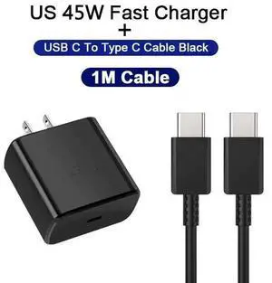45W PD Super Fast Charger 2 in 1 Set, USB-C Fast Power Adapter US Black Plug Compatible with Samsung Galaxy S24 S23 45W PD Super Fast Charger 2 in 1 Set, USB-C Fast Power Adapter US Black Plug Compatible with Samsung Galaxy S24 S23