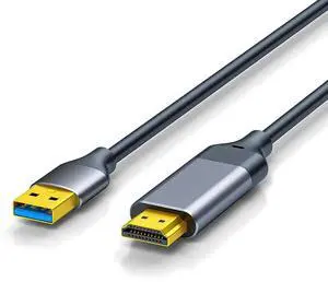 USB to HDMI Adapter Cable, 1080P Full HD Video Output, 2m (6.6ft) Length, USB to HDMI Converter Cord for Laptop, PC, Tablet Connecting to TV, Monitor and Projector USB to HDMI Adapter Cable, 1080P Full HD Video Output, 2m (6.6ft) Length, USB to HDMI Converter Cord for Laptop, PC, Tablet Connecting to TV, Monitor and Projector