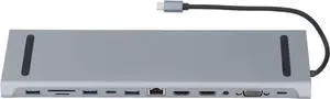 12 in 1 USB C Docking Station, 100W PD Fast Charging Multiport USB-C Hub Dock, Portable Type C Multiport Adapter, Multi Interface Expansion Dock Compatible with USB C Laptops, Ideal Accessory for Offi 12 in 1 USB C Docking Station, 100W PD Fast Charging Multiport USB-C Hub Dock, Portable Type C Multiport Adapter, Multi Interface Expansion Dock Compatible with USB C Laptops, Ideal Accessory for Offi