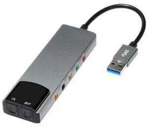 USB External 5.1 Channel Sound Card with Optical SPDIF Output, Aluminum Alloy USB Audio Adapter, Digital Sound Card for Laptop, Desktop PC, Gaming, Live Streaming and Home Theater Audio System USB External 5.1 Channel Sound Card with Optical SPDIF Output, Aluminum Alloy USB Audio Adapter, Digital Sound Card for Laptop, Desktop PC, Gaming, Live Streaming and Home Theater Audio System
