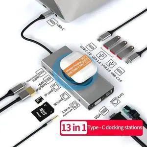 13 in 1 USB C Docking Station, AUBEAMTO Multiport USB C Hub with 4K HDMI, VGA, Gigabit RJ45 Ethernet, 2×USB3.0, USB-C 3.0/USB2.0, 100W PD Charging, SD/TF Card Reader, 3.5mm AUX Jack for MacBook Pro an 13 in 1 USB C Docking Station, AUBEAMTO Multiport USB C Hub with 4K HDMI, VGA, Gigabit RJ45 Ethernet, 2×USB3.0, USB-C 3.0/USB2.0, 100W PD Charging, SD/TF Card Reader, 3.5mm AUX Jack for MacBook Pro an