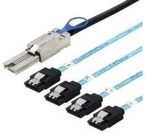 Mini SAS SFF-8088 to 4 SATA 7Pin Data Cable, External Mini SAS to Quad SATA Cable, SFF8088 to Four SATA 7Pin Hard Drive Connection Cable Mini SAS SFF-8088 to 4 SATA 7Pin Data Cable, External Mini SAS to Quad SATA Cable, SFF8088 to Four SATA 7Pin Hard Drive Connection Cable
