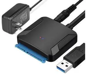 AJMRTC USB 3.0 to SATA Hard Drive Adapter Cable, SATA to USB Converter for 2.5" & 3.5" HDD SSD, Support UASP, Equipped with 12V 2A Power Adapter AJMRTC USB 3.0 to SATA Hard Drive Adapter Cable, SATA to USB Converter for 2.5" & 3.5" HDD SSD, Support UASP, Equipped with 12V 2A Power Adapter