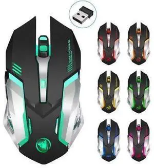 AJMRTC M10 Rechargeable Wireless Gaming Mouse, Black Wireless Mouse with Colorful LED Lighting, Adjustable 2400DPI & Built-in 600mAh Lithium Battery for Laptop and Desktop Computers AJMRTC M10 Rechargeable Wireless Gaming Mouse, Black Wireless Mouse with Colorful LED Lighting, Adjustable 2400DPI & Built-in 600mAh Lithium Battery for Laptop and Desktop Computers