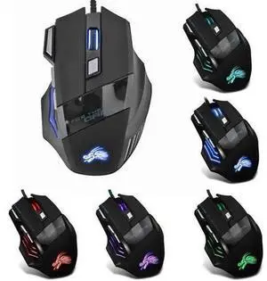 AJMRTC Black Wired Optical Gaming Mouse, 7-Color Cycling Backlight, Up to 5500 Adjustable DPI, Ergonomic USB Wired Gaming Mice for PC Gamers, Desktop and Laptop Computers AJMRTC Black Wired Optical Gaming Mouse, 7-Color Cycling Backlight, Up to 5500 Adjustable DPI, Ergonomic USB Wired Gaming Mice for PC Gamers, Desktop and Laptop Computers