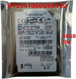 60GB 2.5" IDE 4200RPM 2MB Cache Notebook Hard Drive, Model HTS541060G9AT00 for Hitachi Internal Laptop HDD, 100% Fully Tested for Vintage Notebook Storage Repair 60GB 2.5" IDE 4200RPM 2MB Cache Notebook Hard Drive, Model HTS541060G9AT00 for Hitachi Internal Laptop HDD, 100% Fully Tested for Vintage Notebook Storage Repair