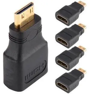 Mini HDMI Adapter (5 Pack), Gold Plated HDMI Female to Mini HDMI Male Adapter Compatible with Digital Camera Camcorder Tablet Laptop Mini HDMI Adapter (5 Pack), Gold Plated HDMI Female to Mini HDMI Male Adapter Compatible with Digital Camera Camcorder Tablet Laptop