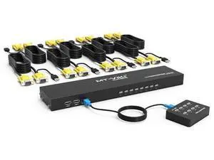 MT-VIKI KVM Switch 8 Port, 8X1 Rackmount KVM Switch VGA, Included 8 2-in-1 KVM Cables & Wire-Desktop Selector & Power Adapter, Fit 1U 19'' Rack MT-VIKI KVM Switch 8 Port, 8X1 Rackmount KVM Switch VGA, Included 8 2-in-1 KVM Cables & Wire-Desktop Selector & Power Adapter, Fit 1U 19'' Rack