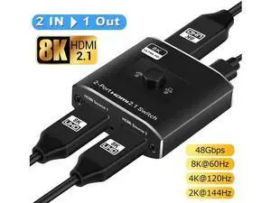 8K HDMI 2.1 Switch, Ultra HD 4K@120Hz 2 in 1 Out, Support High Speed 48Gbps 8K@60Hz for PS4/PS5, Xbox Series X (OZ8Q2) 8K HDMI 2.1 Switch, Ultra HD 4K@120Hz 2 in 1 Out, Support High Speed 48Gbps 8K@60Hz for PS4/PS5, Xbox Series X (OZ8Q2)