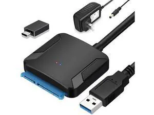 SATA to USB 3.0 Adapter, External Hard Drive Converter Cable for 2.5" 3.5" HDD, SSD with Power Supply SATA to USB 3.0 Adapter, External Hard Drive Converter Cable for 2.5" 3.5" HDD, SSD with Power Supply