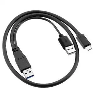 Type-C USB-C to USB 3.0 Male & USB 2.0 Dual Power Data Y Cable for Laptop & Disk Type-C USB-C to USB 3.0 Male & USB 2.0 Dual Power Data Y Cable for Laptop & Disk