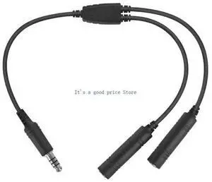 Aviation Headset Adapter Cable Converts Double Plugs to U174/U Helicopter Connector 7.1mm Tactical Earmuff Interfaces Aviation Headset Adapter Cable Converts Double Plugs to U174/U Helicopter Connector 7.1mm Tactical Earmuff Interfaces