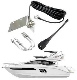 156-163Mhz VHF Marine Antenna with 5M/16.4ft RG-58 Cable Rubber Waterproof Mast Aerial L Shape Bracket Boat Antenna for Boat 156-163Mhz VHF Marine Antenna with 5M/16.4ft RG-58 Cable Rubber Waterproof Mast Aerial L Shape Bracket Boat Antenna for Boat