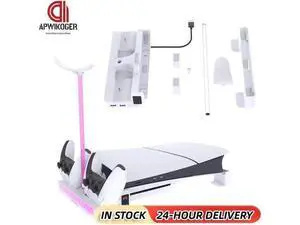 Cooling Stand with Dual Controller Charger Base Stand for PS5 Slim Console for 5 Slim Disc & Editions Cooling Stand with Dual Controller Charger Base Stand for PS5 Slim Console for 5 Slim Disc & Editions