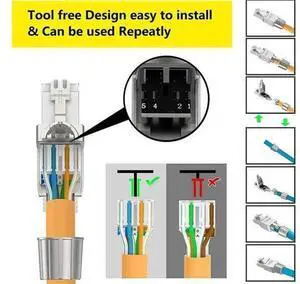 10 Pcs For RJ45 CAT7 Connectors Tool Free Shielded Toolless Modular Network Plug For Installation Cable 10 Pcs For RJ45 CAT7 Connectors Tool Free Shielded Toolless Modular Network Plug For Installation Cable