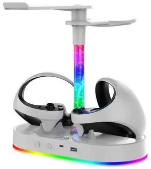 Charger Station with RGB Light Charging Dock with 4 Magnetic Adapter Controller Mount for Play Station 5 VR2 Headset Charger Station with RGB Light Charging Dock with 4 Magnetic Adapter Controller Mount for Play Station 5 VR2 Headset