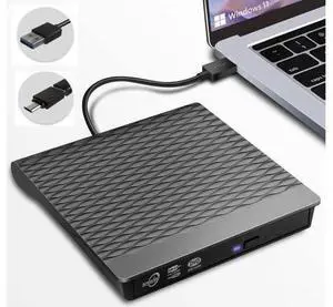 External CD DVD Drive, USB 3.0 Type C External CD/DVD Burner, Portable CD ROM Optical Drive Player Reader Disk Disc with Laptop Desktop PC Windows 11/10/8/7, MacOS, Linux External CD DVD Drive, USB 3.0 Type C External CD/DVD Burner, Portable CD ROM Optical Drive Player Reader Disk Disc with Laptop Desktop PC Windows 11/10/8/7, MacOS, Linux