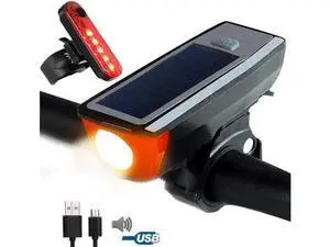 Bicycle Lights Front and Rear Rechargeable Solar, Led Bike Turn Signal Directional Brake Light Lamp Sound Horn ?Headlight-Taillight Combinations Bicycle Lights Front and Rear Rechargeable Solar, Led Bike Turn Signal Directional Brake Light Lamp Sound Horn ?Headlight-Taillight Combinations