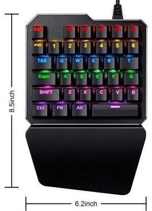 One Handed Mechanical Gaming Keyboard , Mechanical Portable RGB LED Backlit Game Keyboard with Keypad for LOL/PUBG/Wow/Dota/OW/Fps Game, Blue Switches, 35 Keys One Handed Mechanical Gaming Keyboard , Mechanical Portable RGB LED Backlit Game Keyboard with Keypad for LOL/PUBG/Wow/Dota/OW/Fps Game, Blue Switches, 35 Keys
