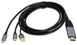 Reversed HDMI to USB-C Cable 4K, HDMI Type-A Source to Type-C Male Touch Screen Displays HDTV Cord for Laptop Monitor 2.0m/6.56ft Reversed HDMI to USB-C Cable 4K, HDMI Type-A Source to Type-C Male Touch Screen Displays HDTV Cord for Laptop Monitor 2.0m/6.56ft