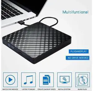 External DVD Drive USB 3.0, Ultra-Slim CD DVD +/-RW Drive, DVD/CD ROM Rewriter Burner Writer for MacBook, Laptop, Notebook, PC Computer -Black External DVD Drive USB 3.0, Ultra-Slim CD DVD +/-RW Drive, DVD/CD ROM Rewriter Burner Writer for MacBook, Laptop, Notebook, PC Computer -Black