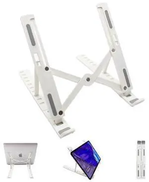 Adjustable Laptop Holder Riser Computer Stand for Desk and Notebook with Phone Stand, White Adjustable Laptop Holder Riser Computer Stand for Desk and Notebook with Phone Stand, White