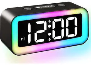 Colorful Nightlight LED Digital Alarm Clock with Super Loud Dual alarm, Weekday mode, Snooze, Dimmer, USB Charging Port for Livingroom, Bedroom,Bedside, Heavy Sleeper,Adult,Kid,Teens,gift,Black Colorful Nightlight LED Digital Alarm Clock with Super Loud Dual alarm, Weekday mode, Snooze, Dimmer, USB Charging Port for Livingroom, Bedroom,Bedside, Heavy Sleeper,Adult,Kid,Teens,gift,Black