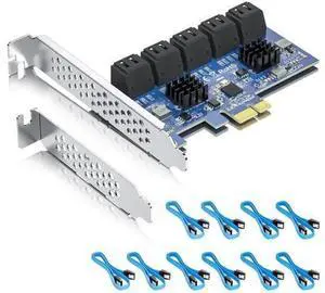 10 Port PCIe SATA Card, SATA3.0 Expansion Card, X1, with 10 SATA Cable, Support SSD and HDD 10 Port PCIe SATA Card, SATA3.0 Expansion Card, X1, with 10 SATA Cable, Support SSD and HDD