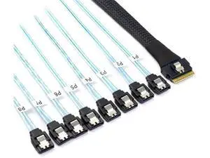 Slimline SAS 4.0 SFF-8654 8i 74pin Host Raid to 8 SATA 7pin Target Data Transmission Hard Disk Fanout Raid Cable 1-to-8 Splitter 1.0M Slimline SAS 4.0 SFF-8654 8i 74pin Host Raid to 8 SATA 7pin Target Data Transmission Hard Disk Fanout Raid Cable 1-to-8 Splitter 1.0M