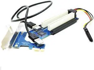 PCI-E Express X1 to Dual PCI Riser Extender Card with LP Bracket and Angled SATA Extension Cable PCI-E Express X1 to Dual PCI Riser Extender Card with LP Bracket and Angled SATA Extension Cable