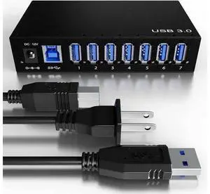 7 Ports USB Hub 3.0 Powered USB Hub Spllitter - High-Speed Data Transfer - Aluminium Alloy, with Power Adapter 12V/3A/36W, HDD, USB Flash Drive, Laptop, Mouse, Console 7 Ports USB Hub 3.0 Powered USB Hub Spllitter - High-Speed Data Transfer - Aluminium Alloy, with Power Adapter 12V/3A/36W, HDD, USB Flash Drive, Laptop, Mouse, Console