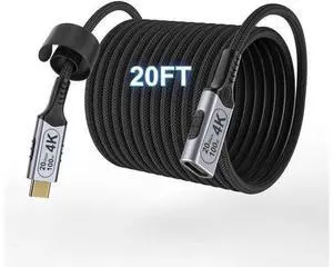 USB c Braided Data Extension Cable 20ft/6M, USB c Extension Cable 20 gbps Data Transfer/100W Fast Charging/Video Output at 4K@60Hz for Monitor,USB Male to usbc-c Female Cable USB c Braided Data Extension Cable 20ft/6M, USB c Extension Cable 20 gbps Data Transfer/100W Fast Charging/Video Output at 4K@60Hz for Monitor,USB Male to usbc-c Female Cable