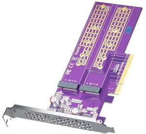 2-Port M.2 NVMe Adapter M-Key, PCIe X8 Gen3. Requires Motherboard BIOS Support for Bifurcation, Support SSD 22110 and Below Size 2-Port M.2 NVMe Adapter M-Key, PCIe X8 Gen3. Requires Motherboard BIOS Support for Bifurcation, Support SSD 22110 and Below Size