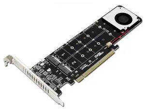 Quad NVMe SSD PCIe Adapter, 4 M.2 NVMe SSD to PCI-e 4.0 3.0 x16 Card with Fan Support 2242 2280 22110 NVMe SSD (PCI-e 16X Bifurcation Required) Quad NVMe SSD PCIe Adapter, 4 M.2 NVMe SSD to PCI-e 4.0 3.0 x16 Card with Fan Support 2242 2280 22110 NVMe SSD (PCI-e 16X Bifurcation Required)