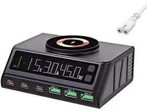 110W Black Fast USB Charger Station, 6-Port (3USB and 3PD), Fast Charging with Digital Display for Charging laptops, Phones, Tablets, and Other USB Devices 110W Black Fast USB Charger Station, 6-Port (3USB and 3PD), Fast Charging with Digital Display for Charging laptops, Phones, Tablets, and Other USB Devices