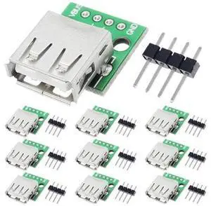 10 Pcs USB Type A Female to DIP Adapter 2.54mm 4 Pin USB 2.0 Type A Socket to DIP Converter Breakout Board for DIY Power Supply with 40 Pin Header 10 Pcs USB Type A Female to DIP Adapter 2.54mm 4 Pin USB 2.0 Type A Socket to DIP Converter Breakout Board for DIY Power Supply with 40 Pin Header