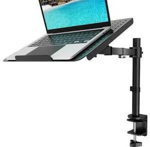 Laptop Tray Desk Mount for 1 Laptop Notebook up to 17 inch, Fully Adjustable, 22 lbs Capacity with Vented Cooling Platform Stand Laptop Tray Desk Mount for 1 Laptop Notebook up to 17 inch, Fully Adjustable, 22 lbs Capacity with Vented Cooling Platform Stand