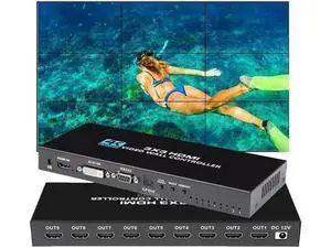 4K Video Wall Controller 3x3 Video Wall Processor 1x1,1x2, 1x3, 1x4, 2x1, 2x2, 2x3, 2x4, 3x1, 3x2, 3x3, 4x1, 4x2, 19-Screen Splicing Display Controller with Remote Control 4K Video Wall Controller 3x3 Video Wall Processor 1x1,1x2, 1x3, 1x4, 2x1, 2x2, 2x3, 2x4, 3x1, 3x2, 3x3, 4x1, 4x2, 19-Screen Splicing Display Controller with Remote Control