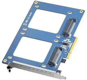 Dual U.2 NVMe SSD PCIe 3.0 X8 Adapter Card, 2-Port SFF-8639 for 2.5" U.2 SSD, Bifurcation Required, Full-Height Bracket, Windows/Linux/VMware Compatible Dual U.2 NVMe SSD PCIe 3.0 X8 Adapter Card, 2-Port SFF-8639 for 2.5" U.2 SSD, Bifurcation Required, Full-Height Bracket, Windows/Linux/VMware Compatible