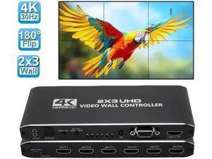 2x3 Video Wall Controller, Support RS232, 1080P@60Hz, HDMI 1.4, HDCP 1,4, HDMI Input, 6-HMDI Output, Supports 14 Display Modes for Sports bar, Restaurant, School, Company, Home Theater, Mall 2x3 Video Wall Controller, Support RS232, 1080P@60Hz, HDMI 1.4, HDCP 1,4, HDMI Input, 6-HMDI Output, Supports 14 Display Modes for Sports bar, Restaurant, School, Company, Home Theater, Mall