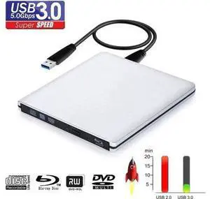 External Blu Ray DVD Drive , USB 3.0 Burner Slim Optical Portable Blu-ray CD DVD Reader Writer RW Player for Laptop Desktop MacBook OS Windows 7 8 10 PC iMac Laptop (Silver) External Blu Ray DVD Drive , USB 3.0 Burner Slim Optical Portable Blu-ray CD DVD Reader Writer RW Player for Laptop Desktop MacBook OS Windows 7 8 10 PC iMac Laptop (Silver)