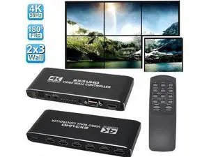 2x3 Video Wall Processor Controller with RS232 1080P@60Hz Output, 4K @30Hz Input, 1 HDMI Input & 6 Outputs, Support 14 Display Modes 1x1, 1x2, 1x3, 1x4, 1x5,1x6, 2x1, 2x2, 2x3, 3x1, 3x2, 4x1,5x1, 6x1 2x3 Video Wall Processor Controller with RS232 1080P@60Hz Output, 4K @30Hz Input, 1 HDMI Input & 6 Outputs, Support 14 Display Modes 1x1, 1x2, 1x3, 1x4, 1x5,1x6, 2x1, 2x2, 2x3, 3x1, 3x2, 4x1,5x1, 6x1