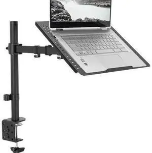 Single Laptop Notebook Desk Mount Stand, Fully Adjustable Extension with C-clamp, Fits up to 17 inch Laptops, Black, STAND-V001L Single Laptop Notebook Desk Mount Stand, Fully Adjustable Extension with C-clamp, Fits up to 17 inch Laptops, Black, STAND-V001L
