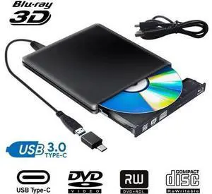 External Blu Ray Drive Type-C CD DVD Drive Ultra Slim USB3.0 Blu-ray Burner Writer Player for Laptop Desktop PC Windows 10/8/7 MacBook Mac Linux OS Apple , Black External Blu Ray Drive Type-C CD DVD Drive Ultra Slim USB3.0 Blu-ray Burner Writer Player for Laptop Desktop PC Windows 10/8/7 MacBook Mac Linux OS Apple , Black